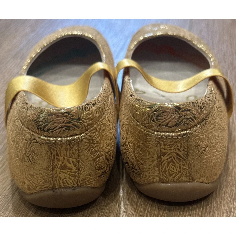 Girls Aria Livie & Luca Sz 3Y Ballet Flat Gold Shimmer Shoes EUC Quality Comfort